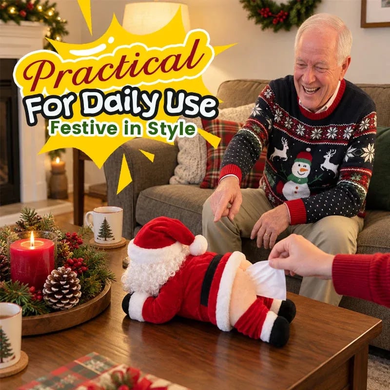 🎅Couvre-boîte à mouchoirs humoristique avec des fesses de Père Noël