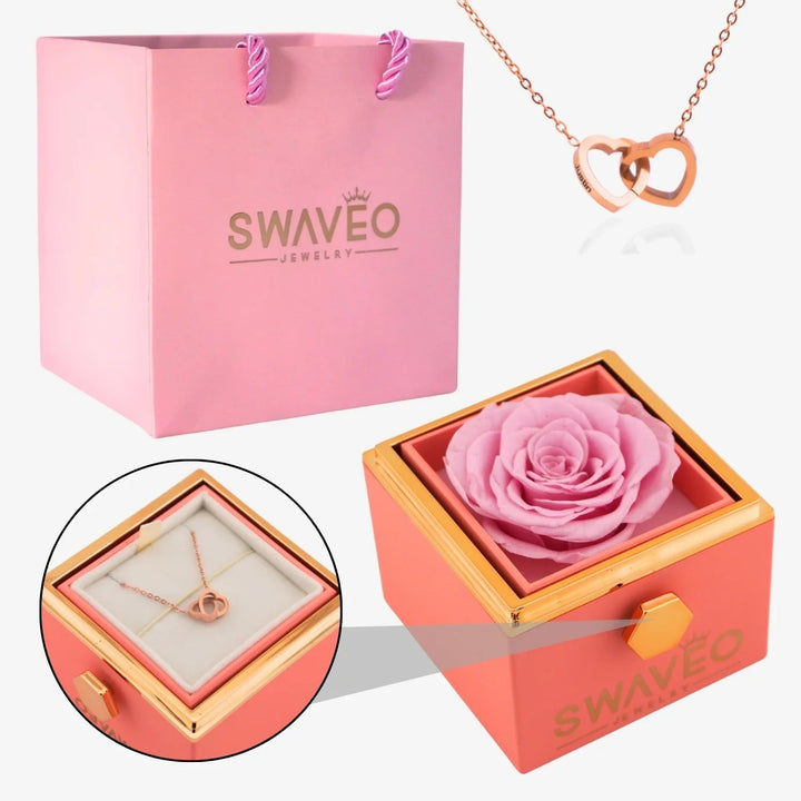 Coffret Rose Éternelle avec Collier Gravé