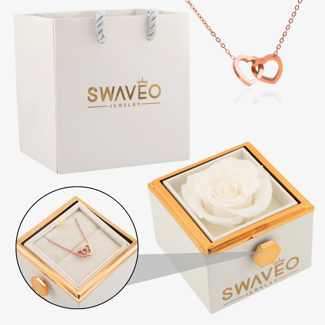 Coffret Rose Éternelle avec Collier Gravé