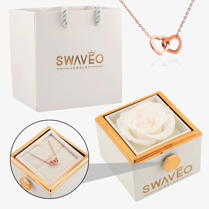 Coffret Rose Éternelle avec Collier Gravé