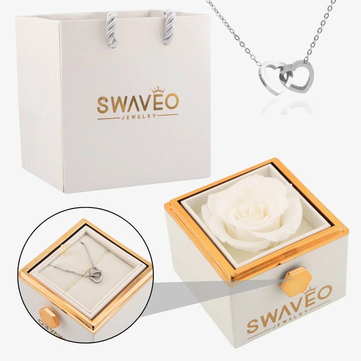 Coffret Rose Éternelle avec Collier Gravé