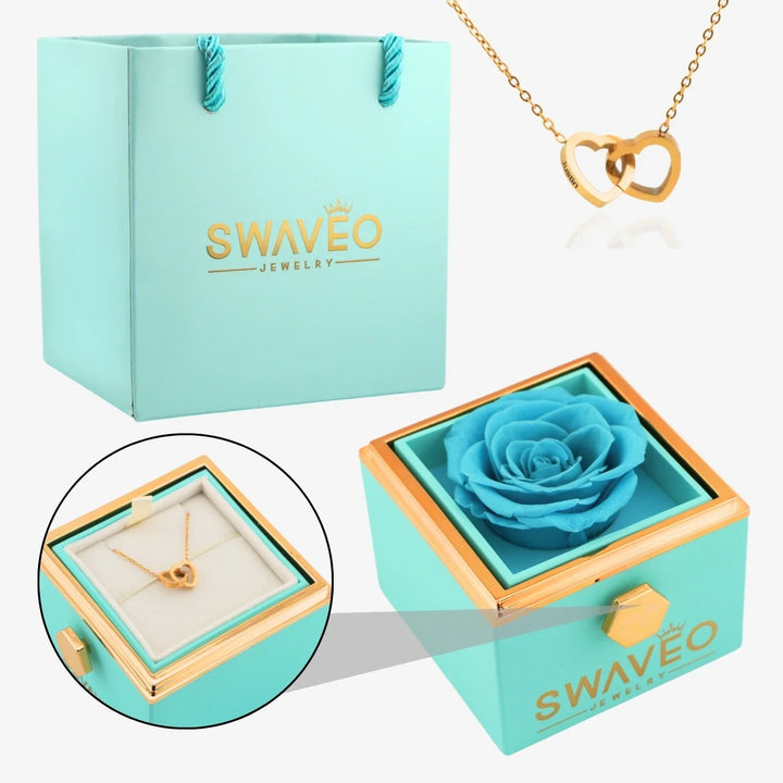 Coffret Rose Éternelle avec Collier Gravé