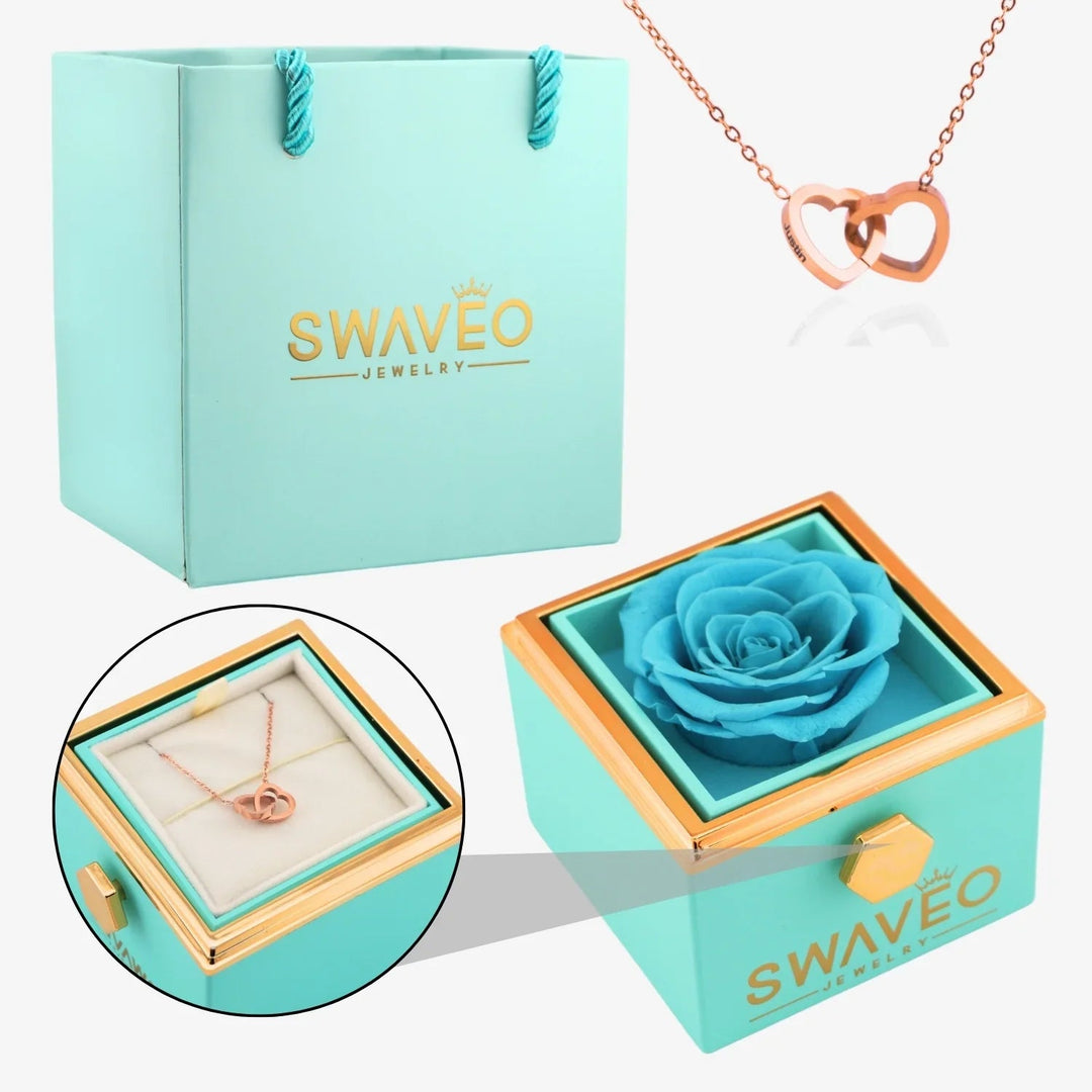 Coffret Rose Éternelle avec Collier Gravé