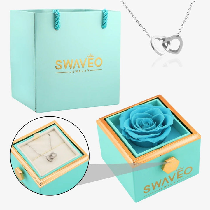 Coffret Rose Éternelle avec Collier Gravé