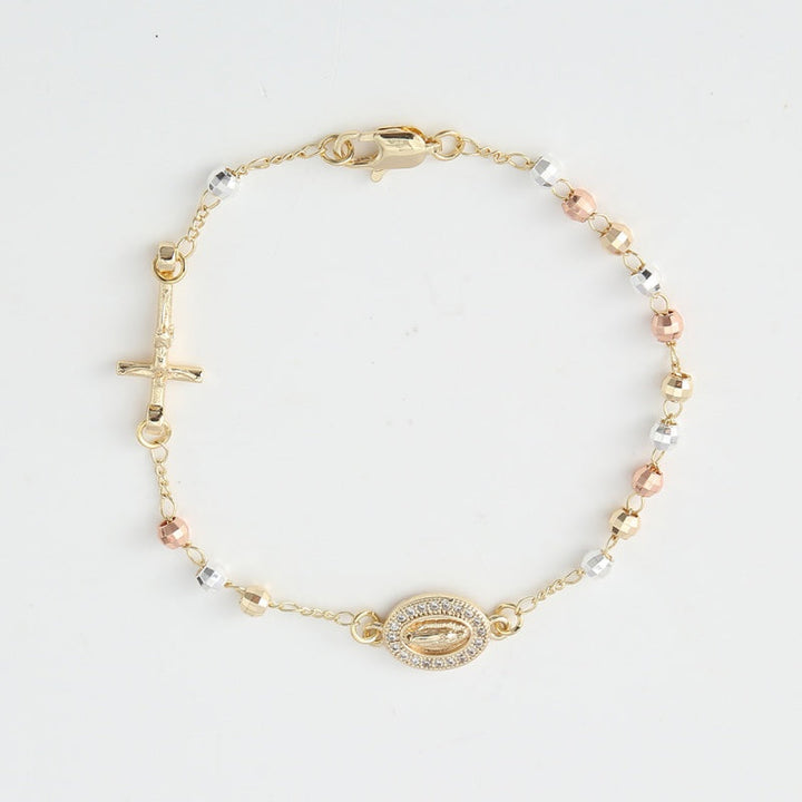 Bracelet chapelet perlé avec croix