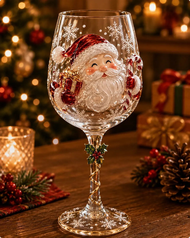 🔥🎁 Coffret de Noël avec Collection de Verres à Vin 3D dans une Boîte Cadeau ✨