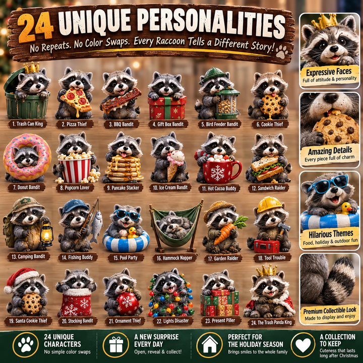🦝 Calendrier de l’Avent Ratons Laveurs – 24 Jours de Petites Bêtises 🎄✨