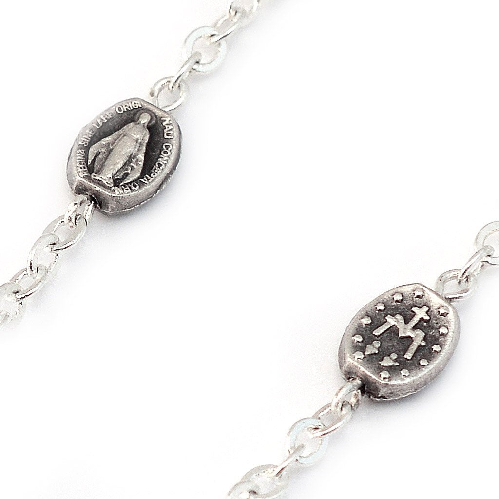 Dizaine argentée avec Médaille Miraculeuse
