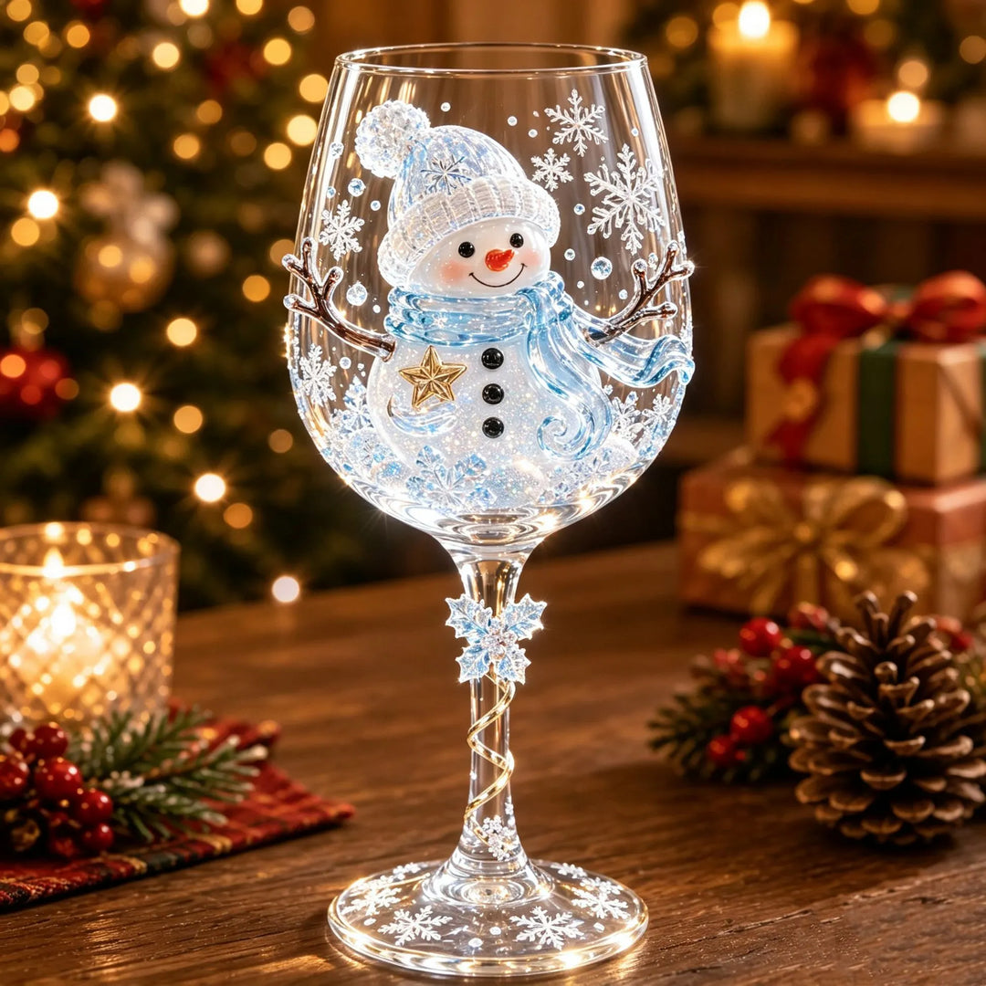 🔥🎁 Coffret de Noël avec Collection de Verres à Vin 3D dans une Boîte Cadeau ✨