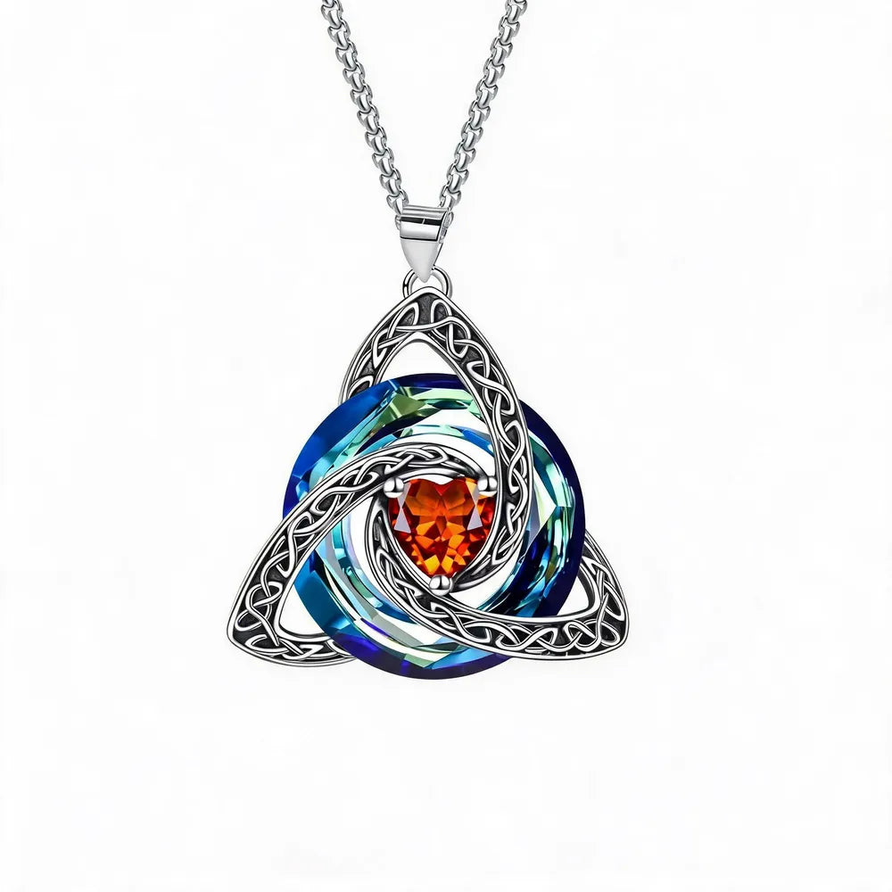🔮💞Collier nœud celtique de la Trinité avec pierre de naissance ✨