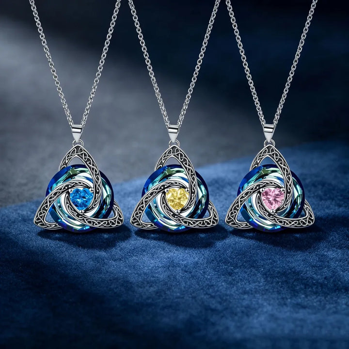 🔮💞Collier nœud celtique de la Trinité avec pierre de naissance ✨