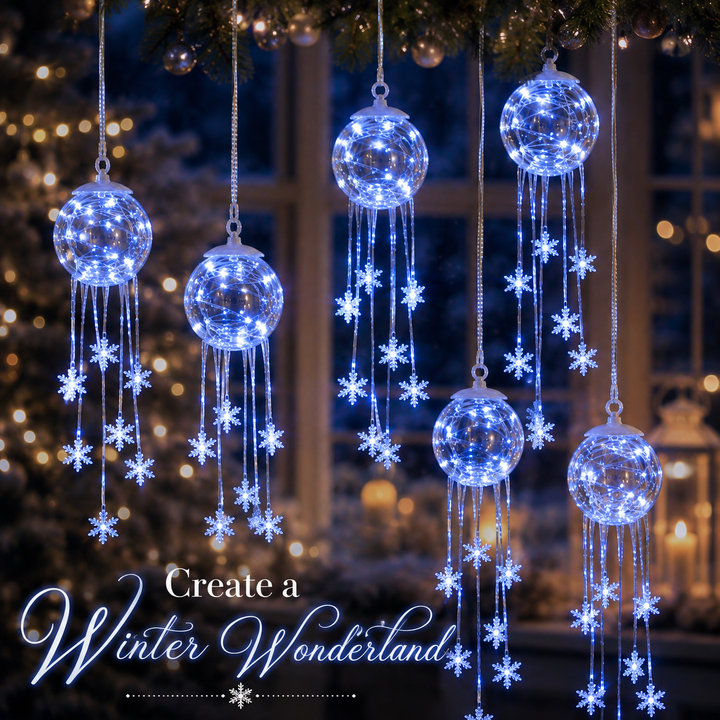 ❄️ Cascade de Flocons Magiques d’Hiver – Décoration de Noël Suspendue à LED ✨