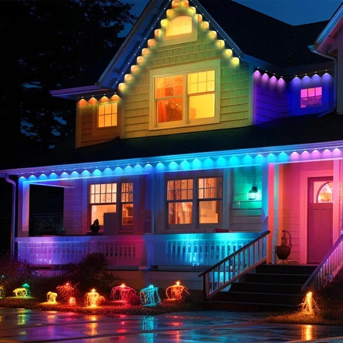 Éclairage LED extérieur intelligent arc-en-ciel permanent ✨