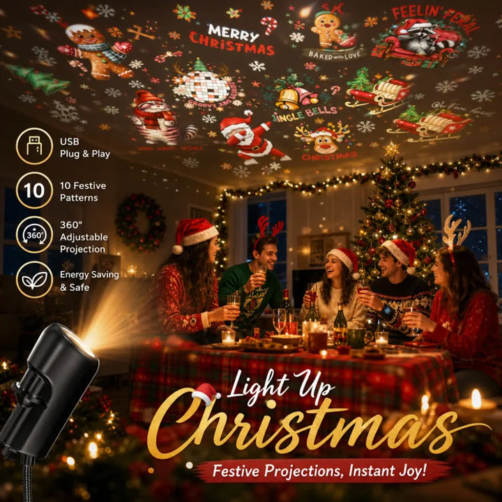 ✨Projecteur de Noël HD Plug-&-Play – 6 ou 10 scènes festives