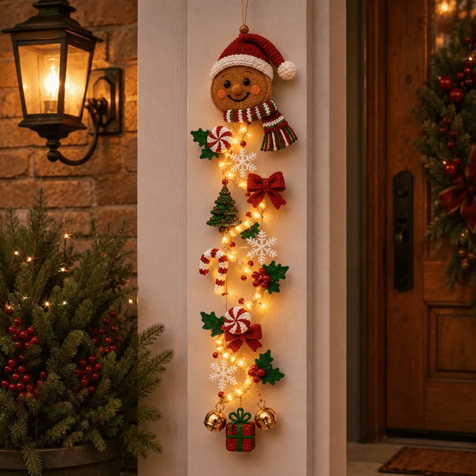🎅 Décoration de porte de Noël lumineuse