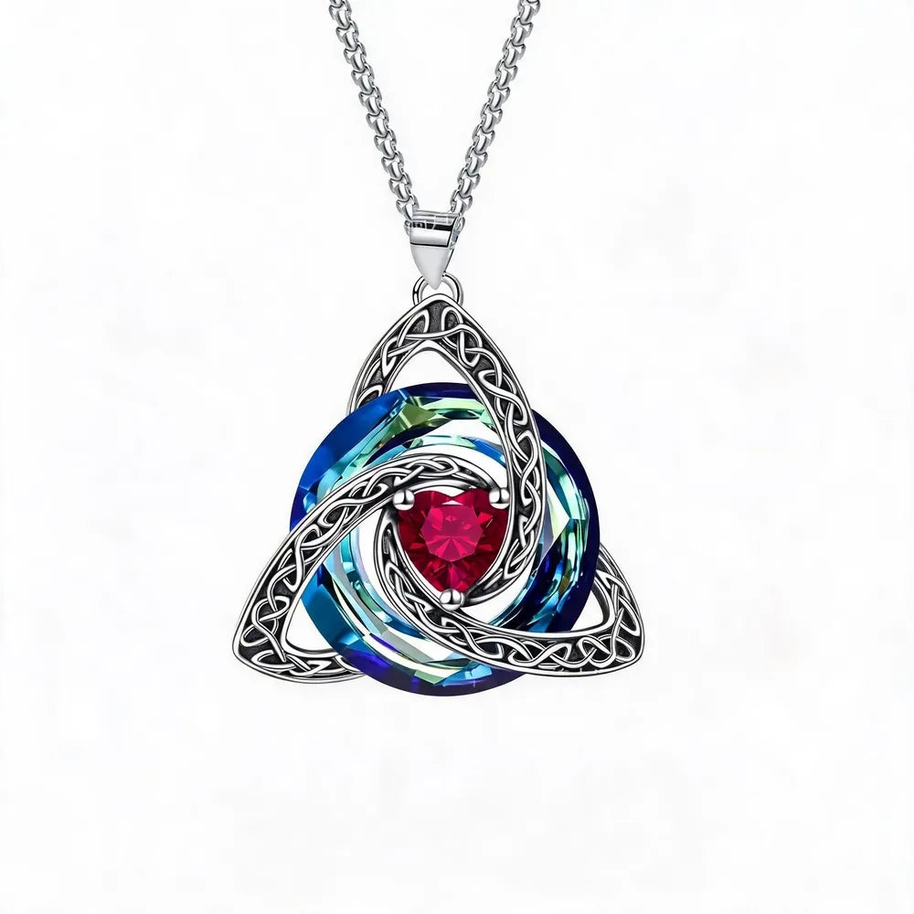 🔮💞Collier nœud celtique de la Trinité avec pierre de naissance ✨