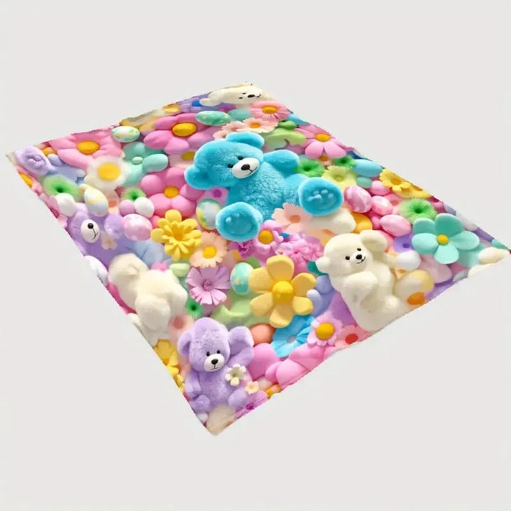 🧸 Plaid effet « teddy » à motif floral pastel
