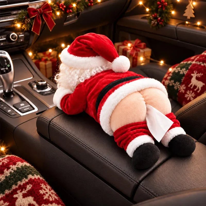 🎅Couvre-boîte à mouchoirs humoristique avec des fesses de Père Noël
