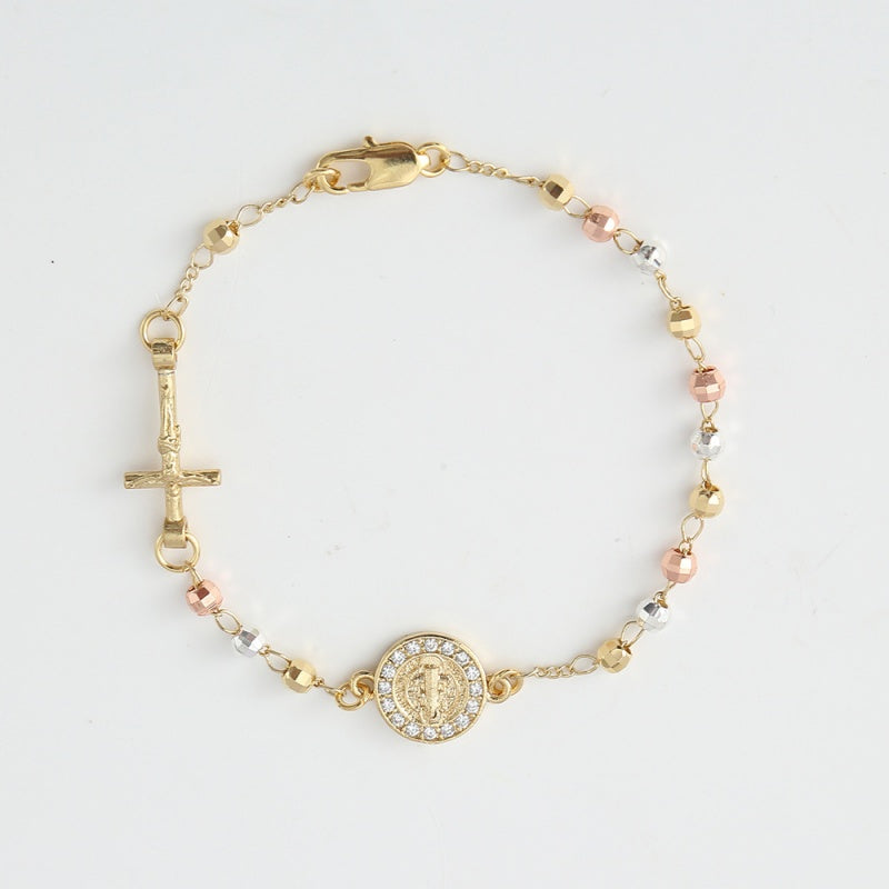 Bracelet chapelet perlé avec croix