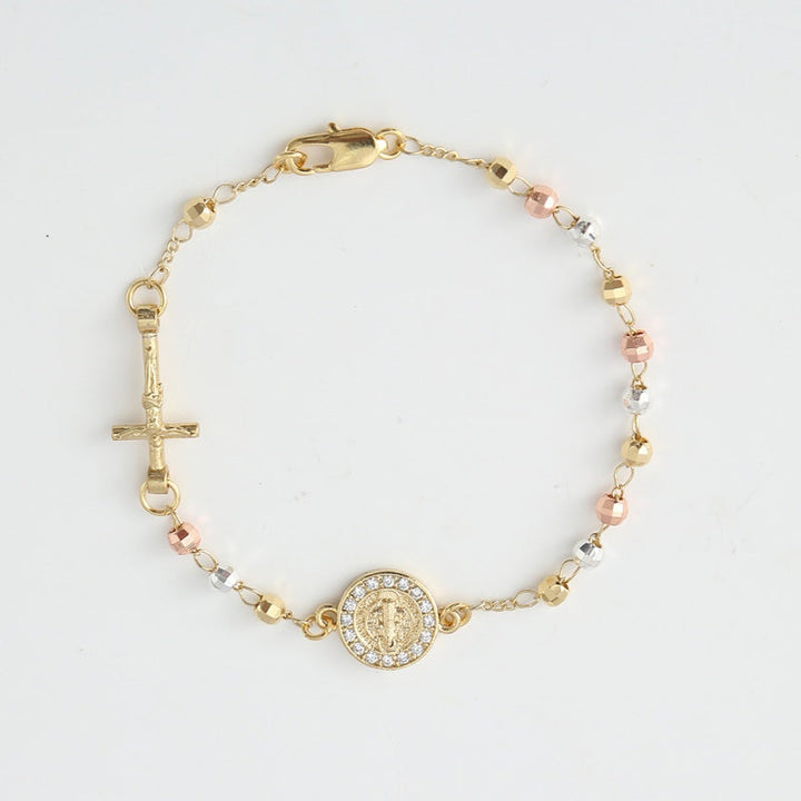 Bracelet chapelet perlé avec croix