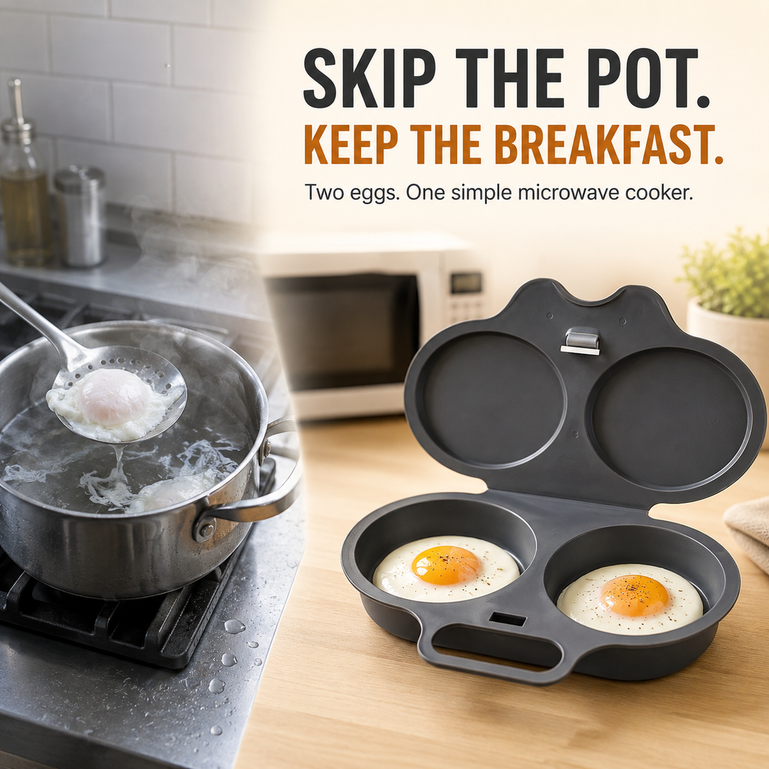 🍳 Cuiseur à œufs au micro-ondes 2 œufs – Cuisson facile à double compartiment
