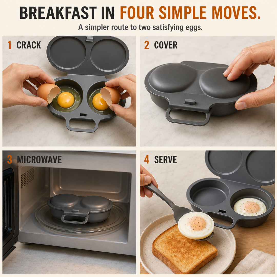 🍳 Cuiseur à œufs au micro-ondes 2 œufs – Cuisson facile à double compartiment