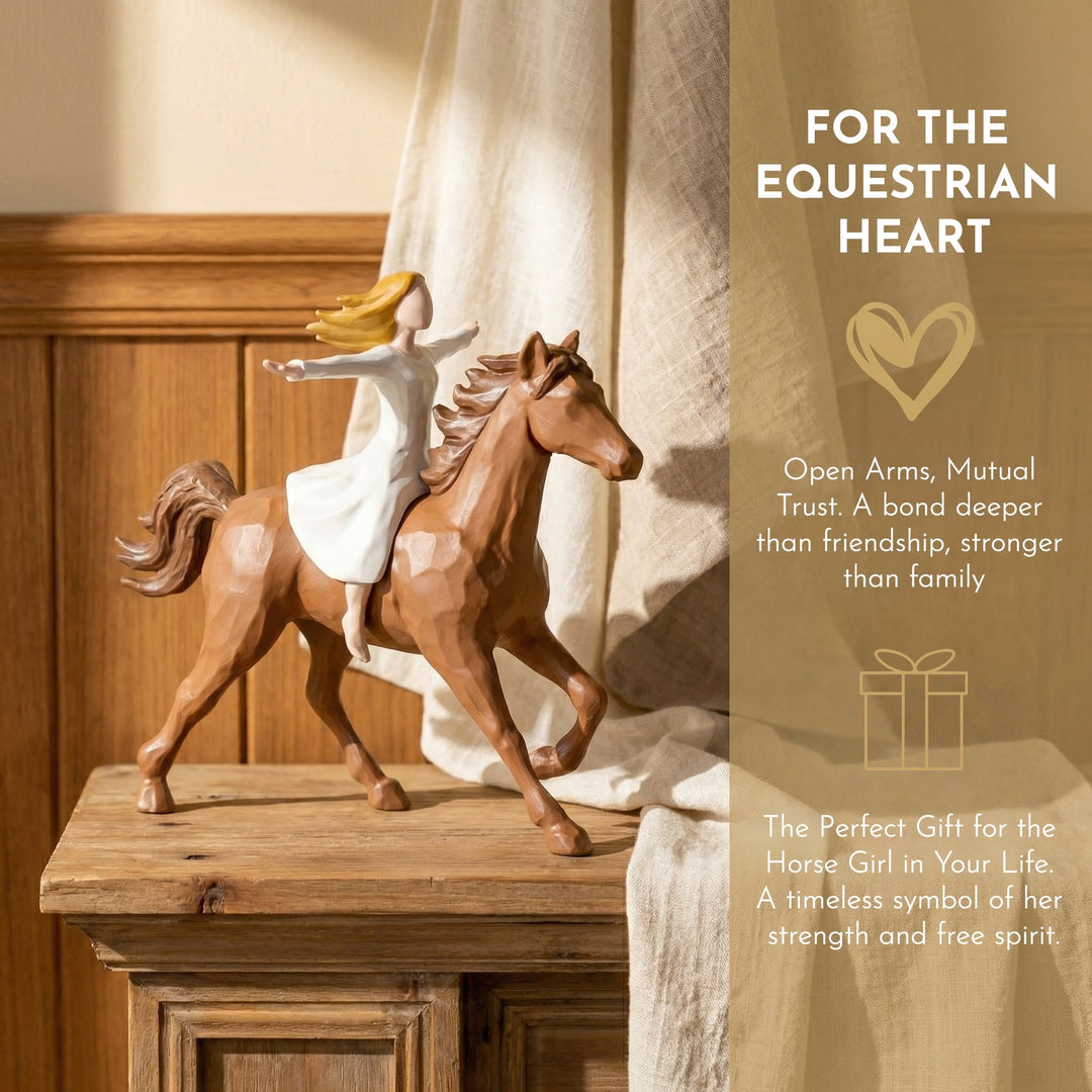 Figurine artisanale en résine – Jeune fille à cheval