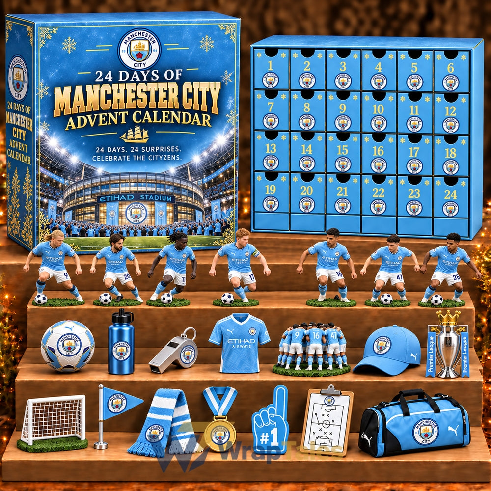 Calendrier de l’Avent Personnalisé Manchester City x EPL – 24 Jours de Football ⚽🎄