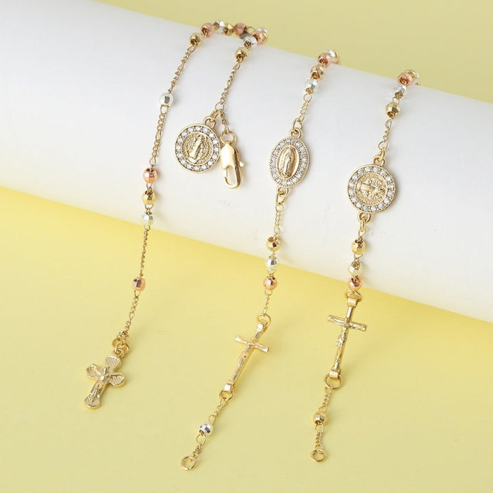 Bracelet chapelet perlé avec croix