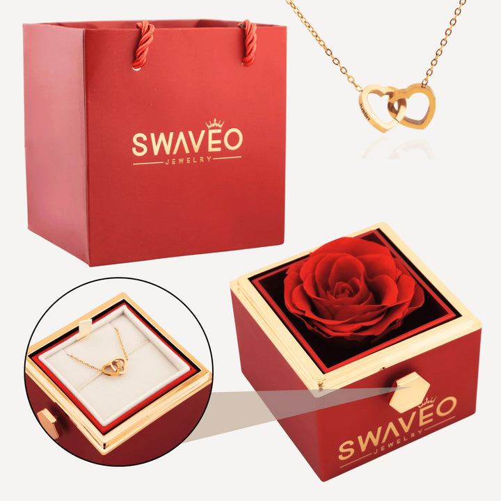 Coffret Rose Éternelle avec Collier Gravé