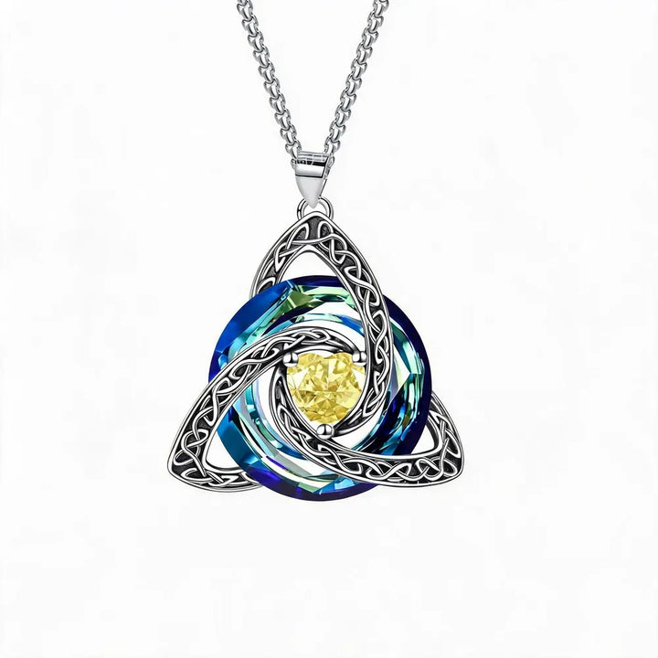 🔮💞Collier nœud celtique de la Trinité avec pierre de naissance ✨
