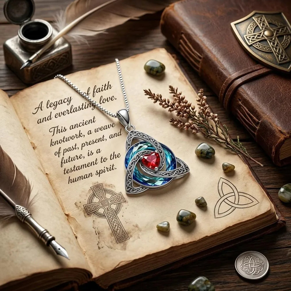 🔮💞Collier nœud celtique de la Trinité avec pierre de naissance ✨