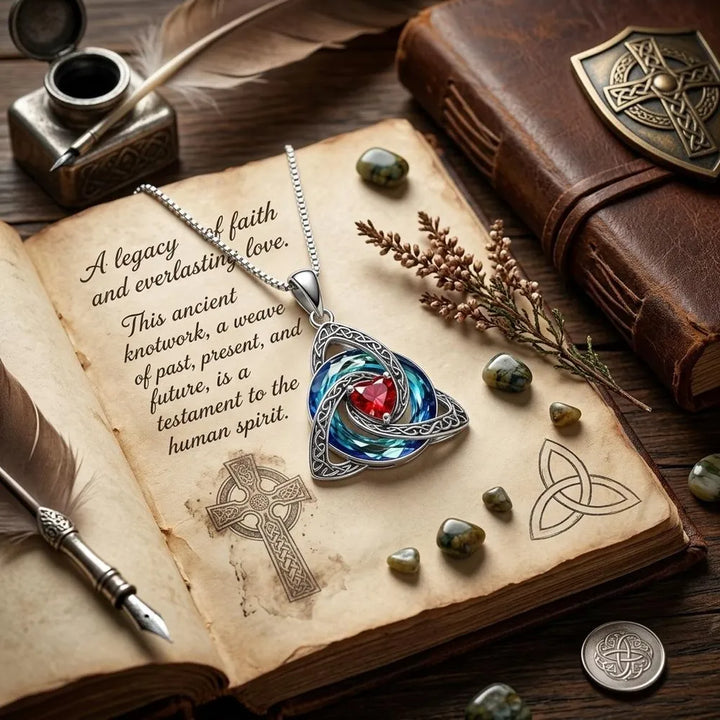 🔮💞Collier nœud celtique de la Trinité avec pierre de naissance ✨