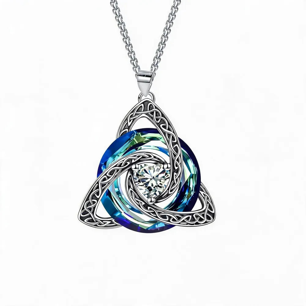 🔮💞Collier nœud celtique de la Trinité avec pierre de naissance ✨