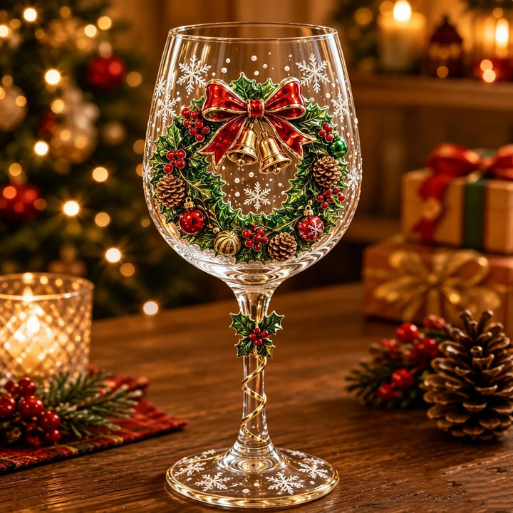 🔥🎁 Coffret de Noël avec Collection de Verres à Vin 3D dans une Boîte Cadeau ✨