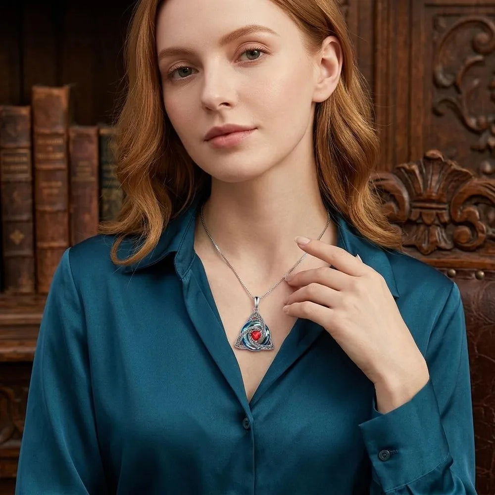🔮💞Collier nœud celtique de la Trinité avec pierre de naissance ✨