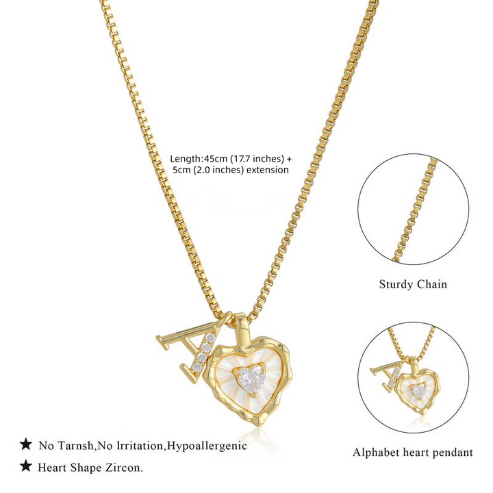 💛 Collier Cœur Initiale – Chaîne Délicate ✨