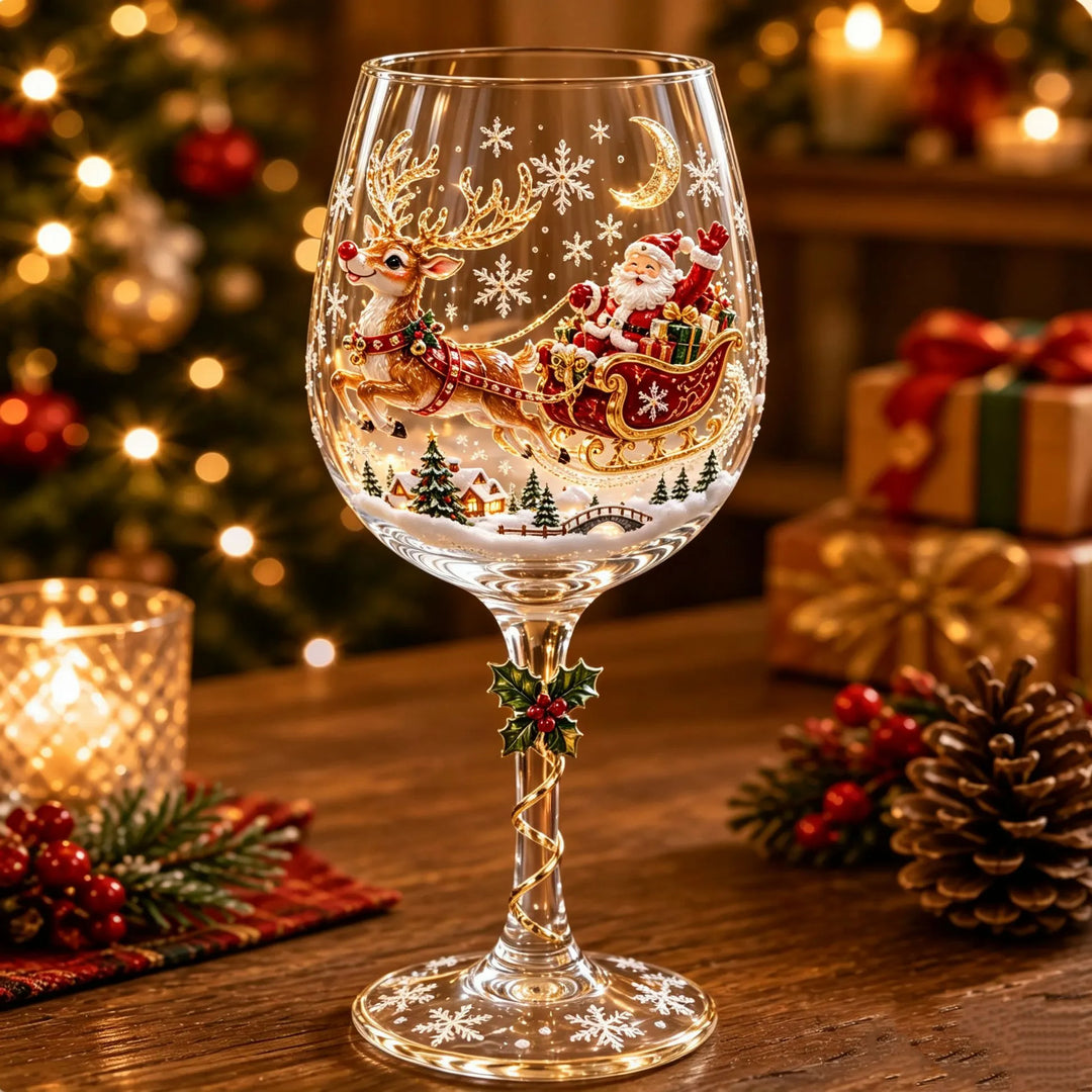 🔥🎁 Coffret de Noël avec Collection de Verres à Vin 3D dans une Boîte Cadeau ✨