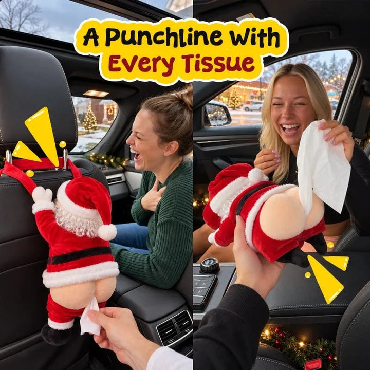 🎅Couvre-boîte à mouchoirs humoristique avec des fesses de Père Noël