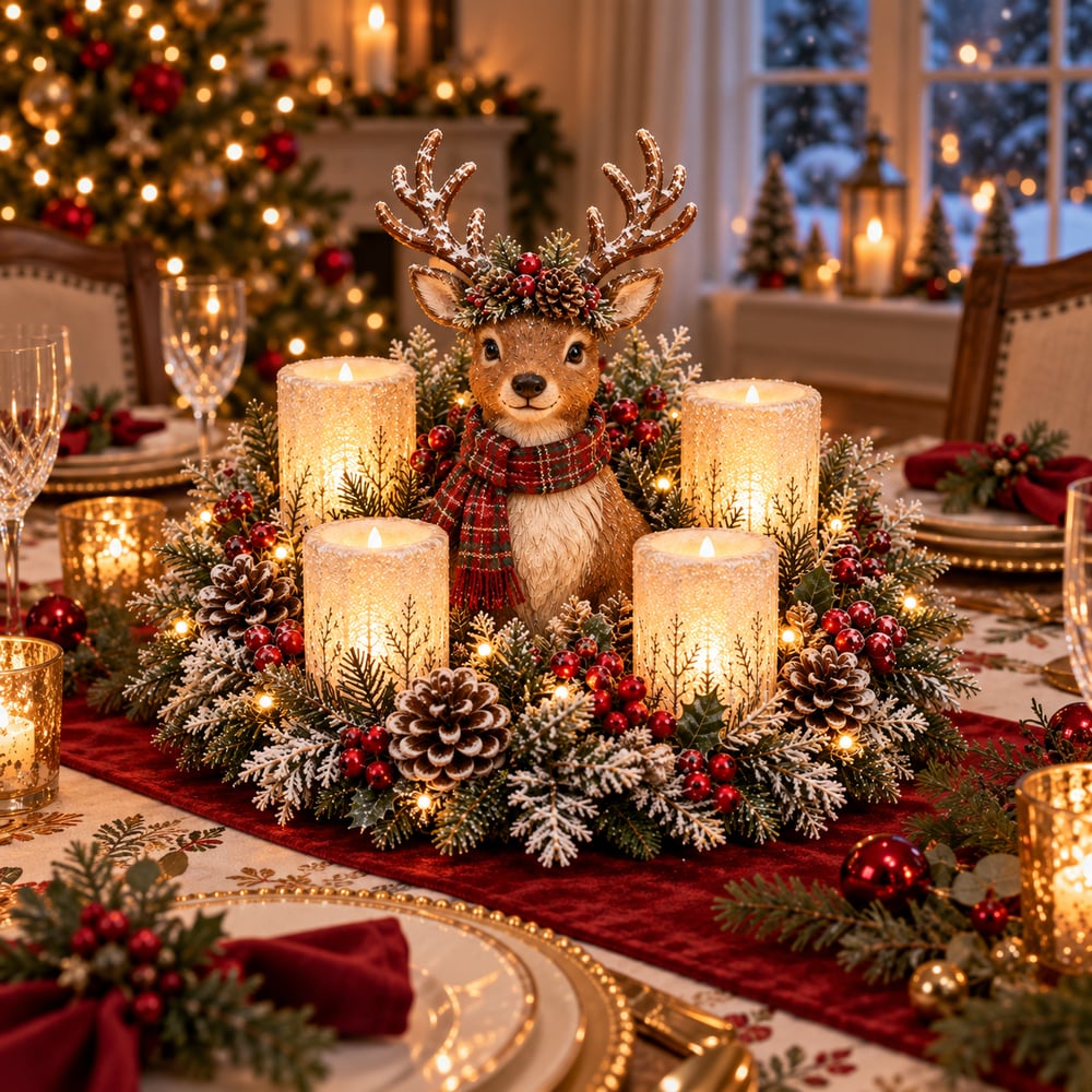 ✨ Animaux de la forêt illuminés par des bougies LED. 🎁🌟