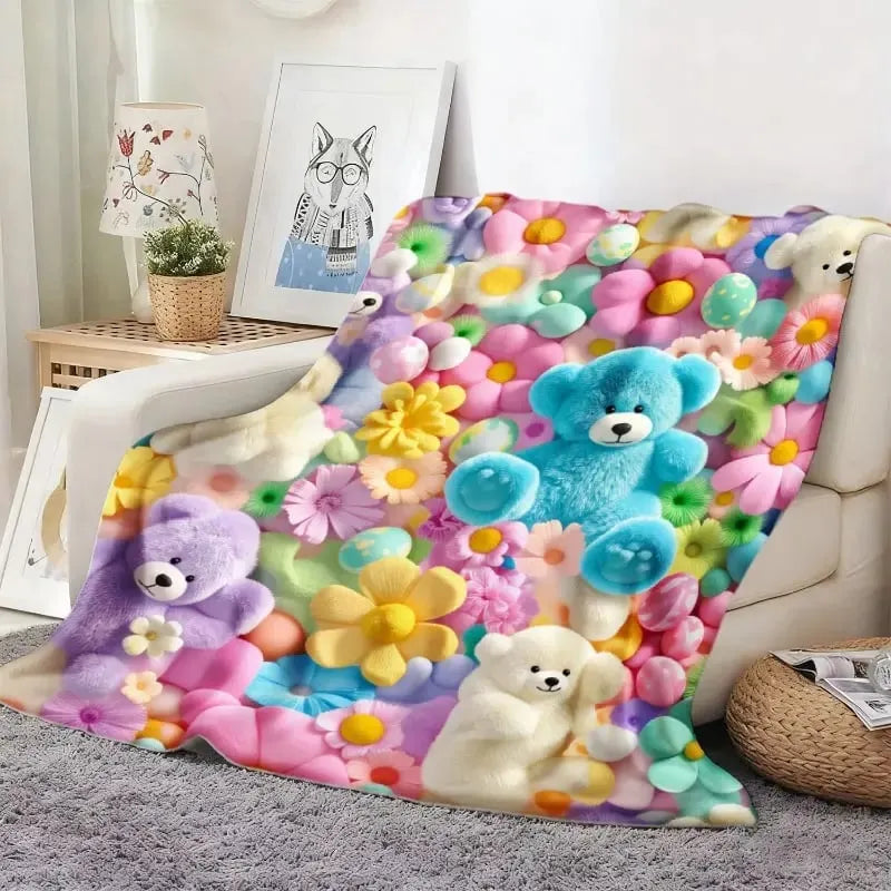 🧸 Plaid effet « teddy » à motif floral pastel