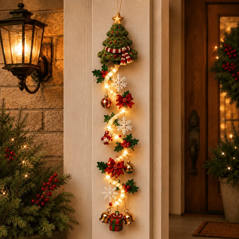 🎅 Décoration de porte de Noël lumineuse