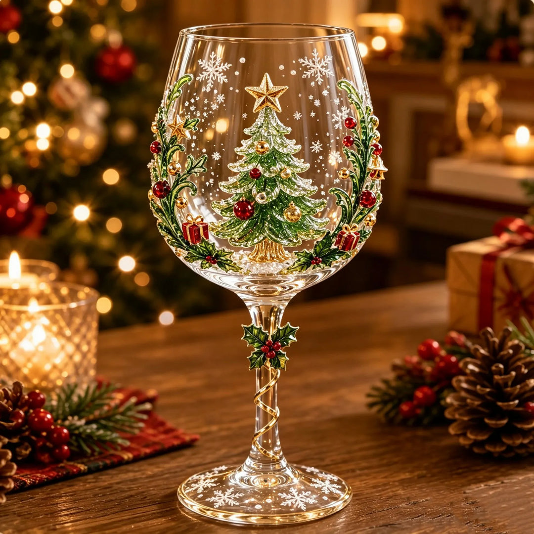 🔥🎁 Coffret de Noël avec Collection de Verres à Vin 3D dans une Boîte Cadeau ✨