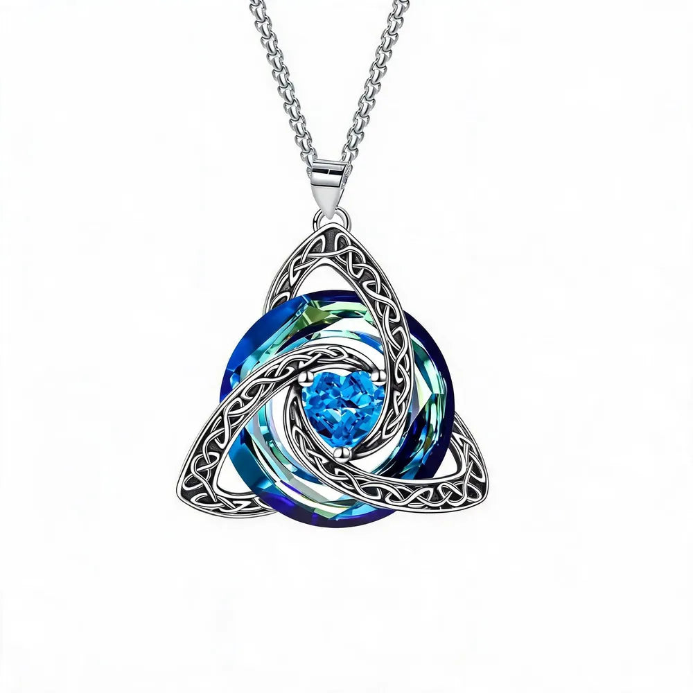 🔮💞Collier nœud celtique de la Trinité avec pierre de naissance ✨