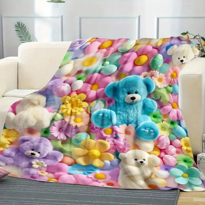 🧸 Plaid effet « teddy » à motif floral pastel