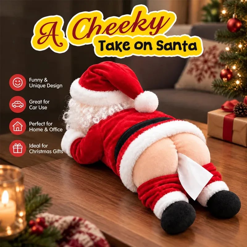 🎅Couvre-boîte à mouchoirs humoristique avec des fesses de Père Noël