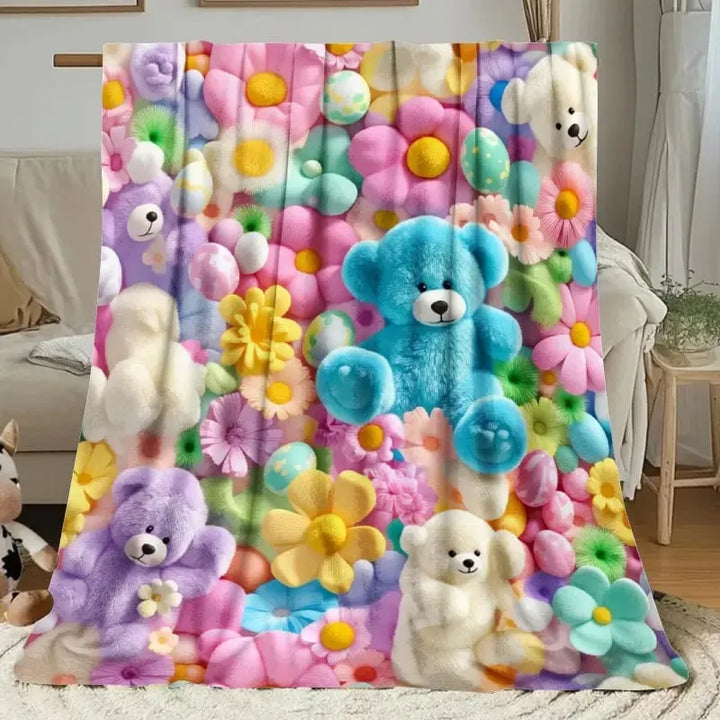 🧸 Plaid effet « teddy » à motif floral pastel
