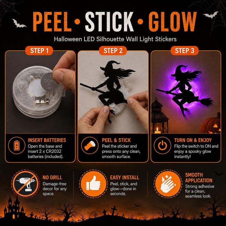Silhouettes LED Halloween – Décoration Adhésive