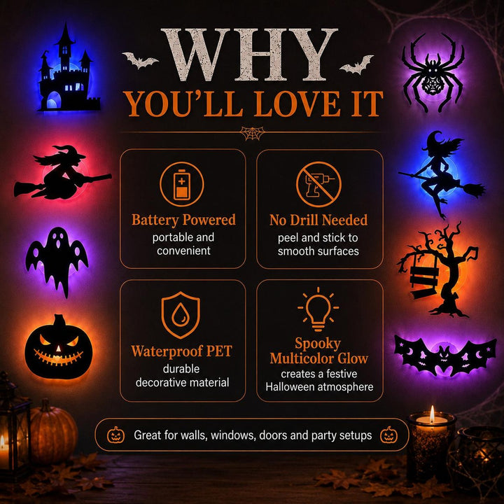 Silhouettes LED Halloween – Décoration Adhésive
