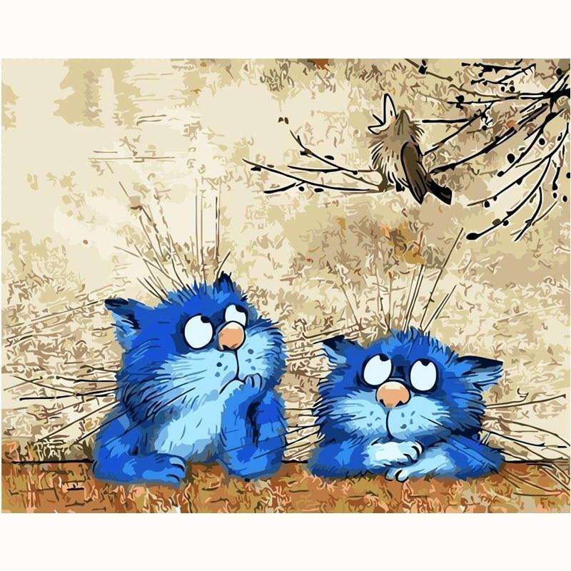 🐱💙 Due gatti blu | Pittura con i numeri 🎨
